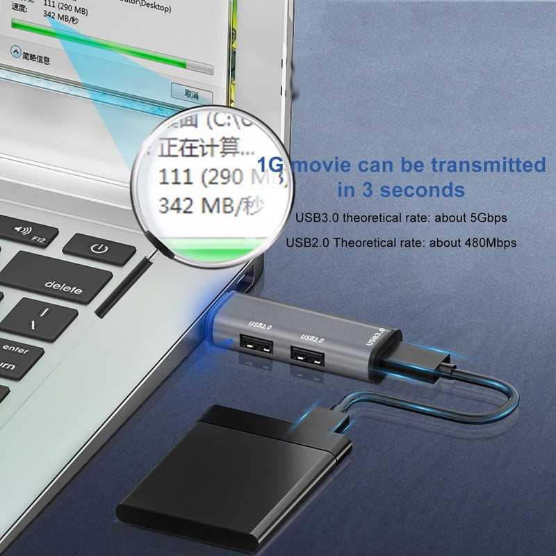 USB 3.0 Hub 3 Ports 5Gbps Transmission Plug and Play