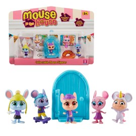 MOUSE IN THE HOUSE, MUN032 MUN032 5 Figures Mice with Magic Door Accessories Glow in the Dark Stickers Model 2 Toy for Children Aged 3+