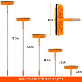 PHABULS Window Washing Kit with Extension Pole, 73’’ Window Cleaning Squeegee Kit, 3 in 1 Window Cleaning Kit with 2 Microfiber Pads & 2 Chenille Pads for Indoor Outdoor Windows