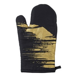 Premier Housewares Oven Glove, Cotton, Black/Gold, Single