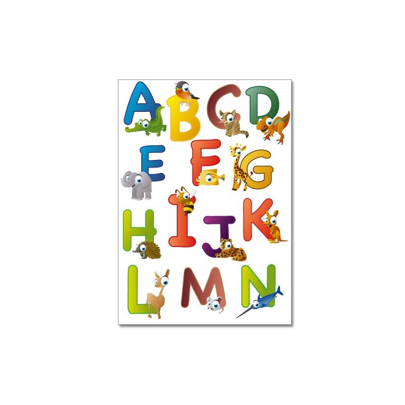Wandkings Animal ABC English Alphabet Wall Sticker Set, 26 Stickers,