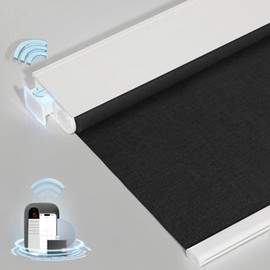 MANSNIX Smart Motorized Blinds with Remote, Cordless No-Drill Automatic Roller Shades, Blackout Electric Blind for Windows, Black, 35 x 72