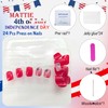 24Pcs 4th of July Press on Nails Short Square False