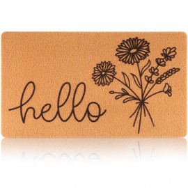 Fttoyoly Hello Spring Door Mat for Front Door Welcome Matt Outdoor with Wildflower Bouquet Doormat Indoor Entrance with Flowers, Perfect Home Floral Decor
