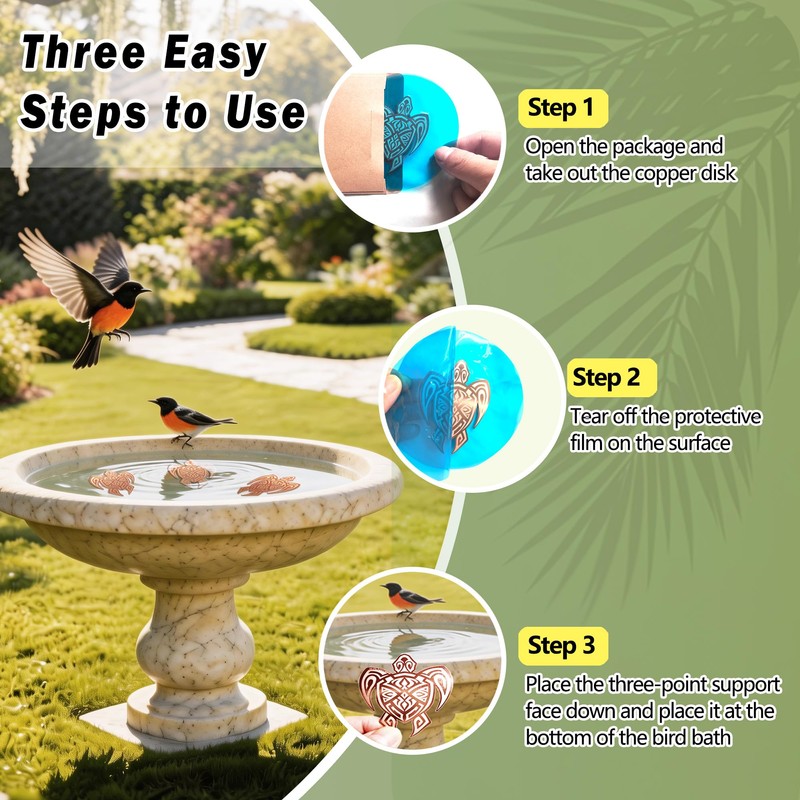Bird Bath Copper Disk, 3Pcs 99.99% Pure Copper Bird Bath