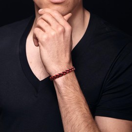 SHIEAGLELD Men's Bracelet, Handwoven Multilayer Leather Bracelet for Men, Men's Stainless Steel Bracelet, Great Gift Idea for Men, Stainless Steel