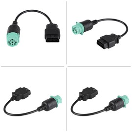 9 Pin to 16 Pin Truck OBD2 Cable, Keenso High Speed Diagnostic Scanner Male Cable Adapter for Cummins Diesel Engine (1PCS)