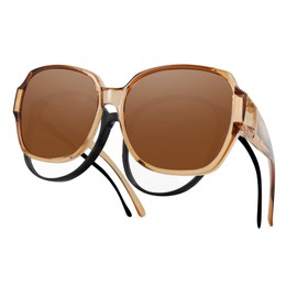 Polarized Fit Over Glasses Sunglasses for Women UV Protection Trendy Wrap Around Shades for Driving