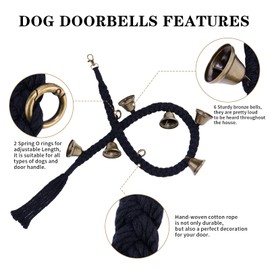 KLOGTSIND 2 Pack Dog Bells for Door Potty Training, Handwoven Cotton Rope Dog Doorbell with 6 Extra Loud Bells, Adjustable Dog Door Bells for Small Medium Large Dogs to Ring to Go Outside