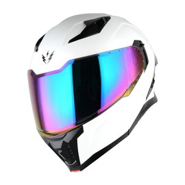 1Storm Motorcycle Modular Flip up Dual Visor Helmet Street Bike Sun Shield Full Face KT928: Glossy White + One Extra Clear Shield