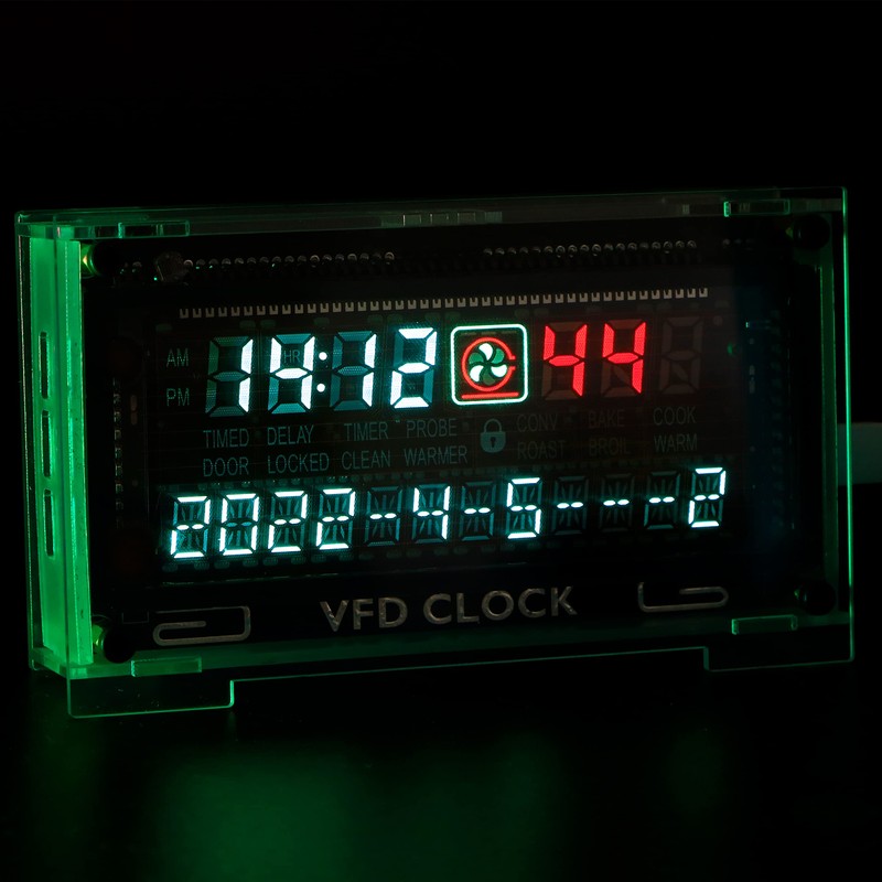 Vastarry Two-Color Vacuum Fluorescent Display Clock VFD Clock Retro Electronic