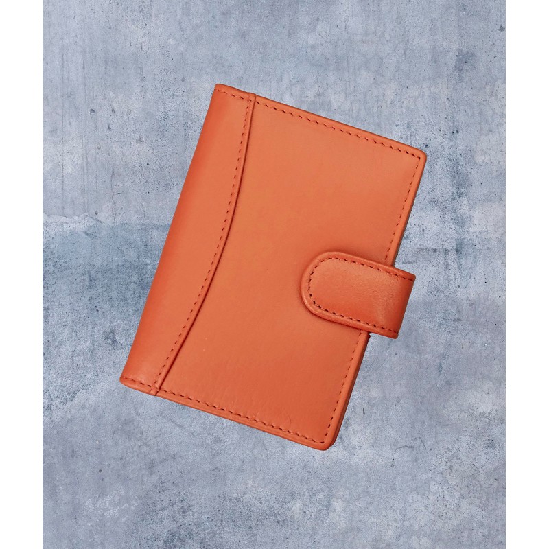 RFID Blocking Soft Orange Leather Credit Card Holder Wallet Popper