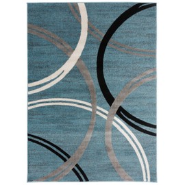 Rugshop Modern Wavy Circles Design Area Rug 7' 10" x 10'2" Blue