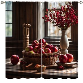 wlsgdsg - Cortinas de manzana y fruta para cocina, pintura al óleo, abstracta, plantas de flores R, cortinas de ventana de manzana tropical para niños y niñas, comedor, sala de estar, escoba 42 x 45
