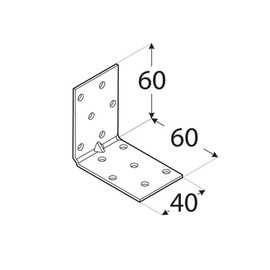 60mm x 60mm x 40mm Heavy Duty Perforated Angle Bracket with Reinforcement Corner Reinforced Metal Braces Steel Repair Connector KMP4 (Pack of 10)