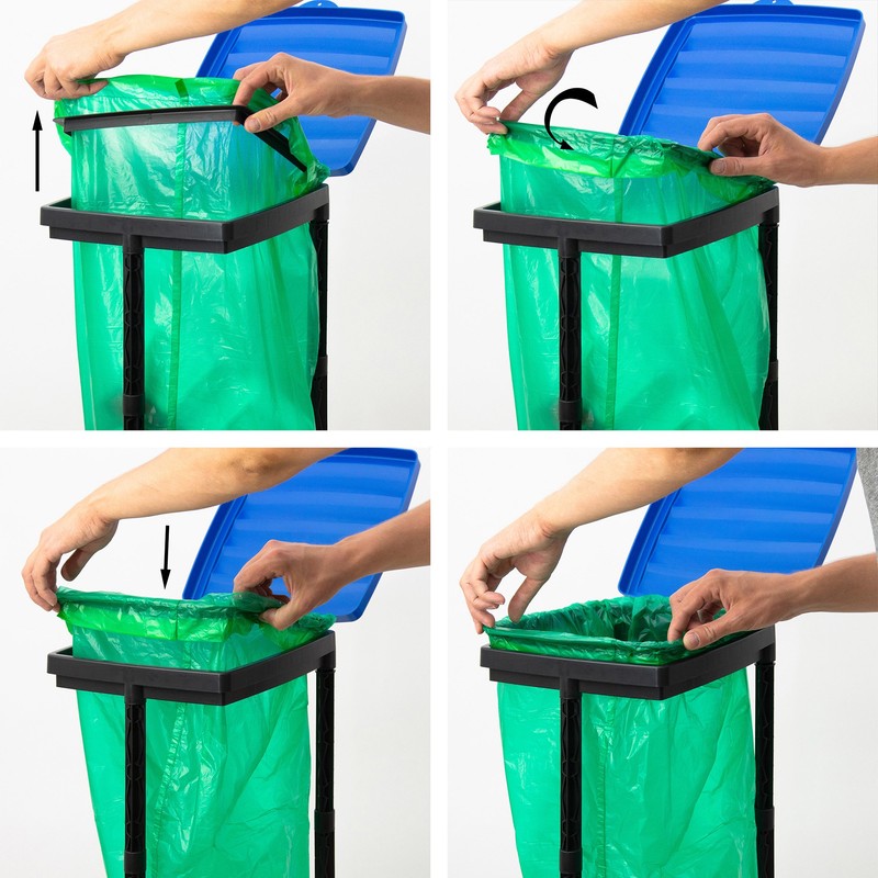 Grizzly Sack Holder Blue Lid Adjustable 120L Refuse Bag Stands