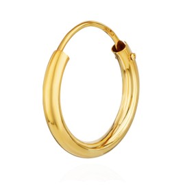 NKlaus Single 585 Yellow Gold Hoop Earrings Round Gold Earring 13 mm 1846, Yellow Gold