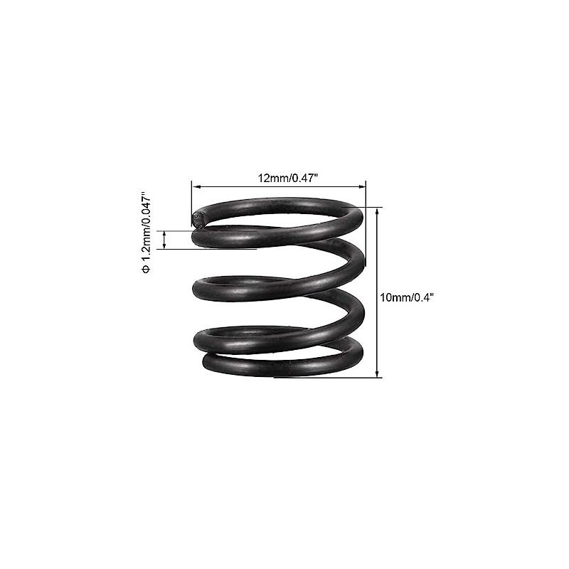 TA-VIGOR 10Pcs Extended Compressed Spring, 1.2mm Wire Dia, 12mm OD,