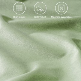 Topfinel Cushion Covers 45x45,Boho Cushion Covers 18 x 18 inches,Sage Green Velvet Pom Pom Spring Soft Cushion Cover with Invisible Zip for Sofa Chair Living Room,Pack of 2