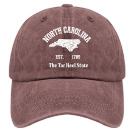 Paunook The Tar Heel State Cap Mens Outdoor Hat Wine Red Men's Hats & Caps Gifts for Women Beach Hat