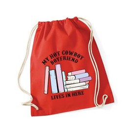 Hippowarehouse My hot cowboy boyfriend lives here Drawstring Cotton School Gym Bag 37cm x 46cm, 12 litres