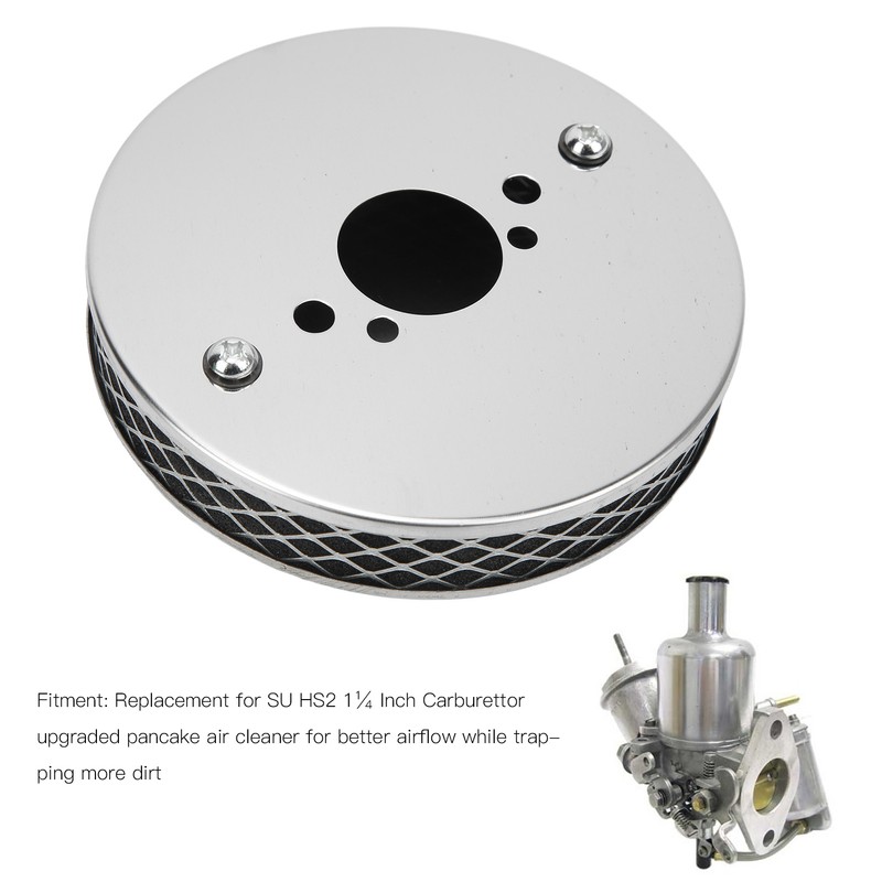 14x3cm High Flow Air Filter Chrome Metal Replacement for SU