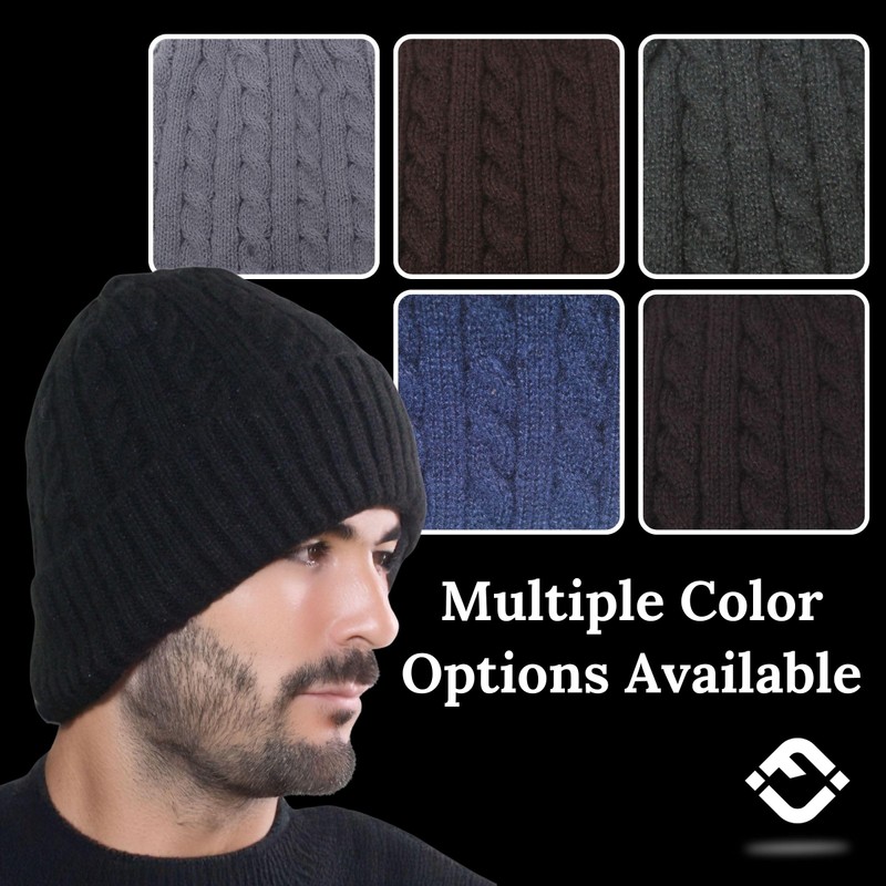 Funky Junque Cable Knit Fleece Lined Beanie - Black