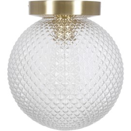 Kenroy Home Brushed Gold Round Glass Prismatic Globe Semi Flush Mount Ceiling Light with Low Profile Design for Bedrooms, Hallways, and Entryways
