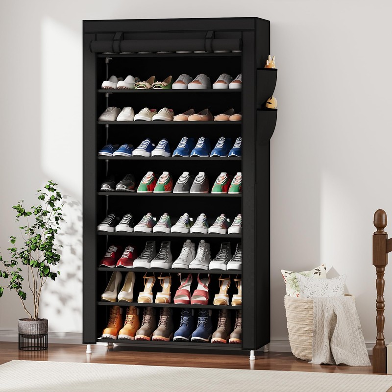 Laiensia 9-Tier Vertical Shoe Rack Organizer, Space Saving Shoe Storage