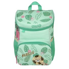 Mini-Me Nursery Backpack 3-6 Years with Name Printed Animal Motif for Boys and Girls Small Backpack with Chest Strap Padded, Leo Lion