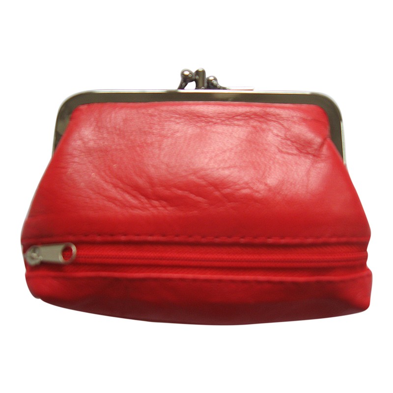 Lorenz Medium Leather Triple Framed Coin Purse -Red