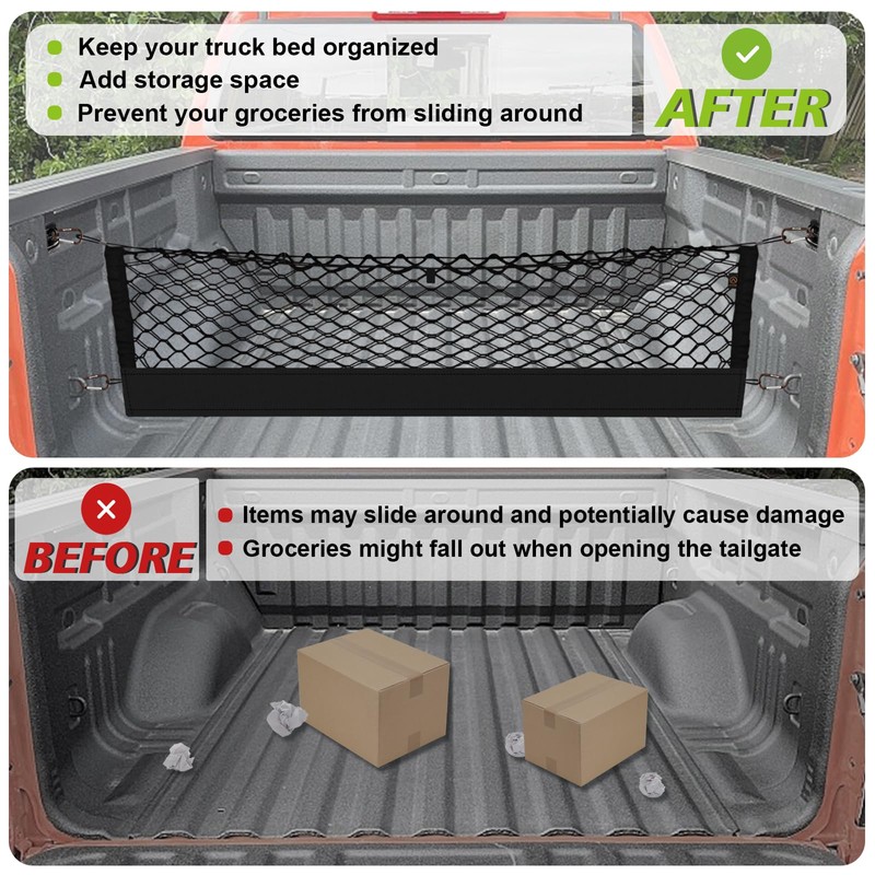 Muslogy Truck Bed Cargo Net Trunk Netting Compatible with 2015-2022