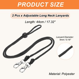 PATIKIL 44cm Keychain Lanyard with Hooks, 2 Pcs Adjustable Long Keychain Strap Lanyard Badge Lanyard for ID Badges Holder Keys USB Keychain USB Office, Black