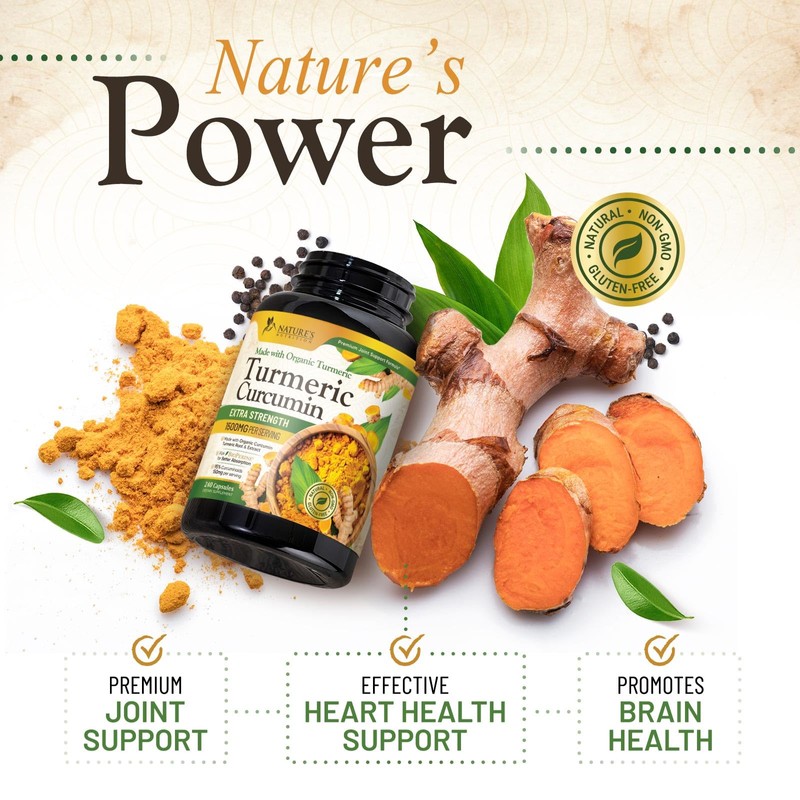 Turmeric Curcumin Supplement 1500mg - Organic Tumeric & BioPerine Black