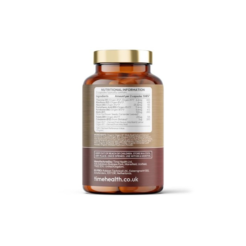 Organic Vitamin B Complex - Wholefood Plant-Based - 120 Capsules