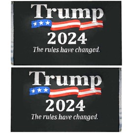 Trump 2024 The Rules Have Changed. Black Premium Quality Heavy Duty Fade Resistant 150D 3x5 3'x5' Double Sided Woven Poly Nylon Flag Banner