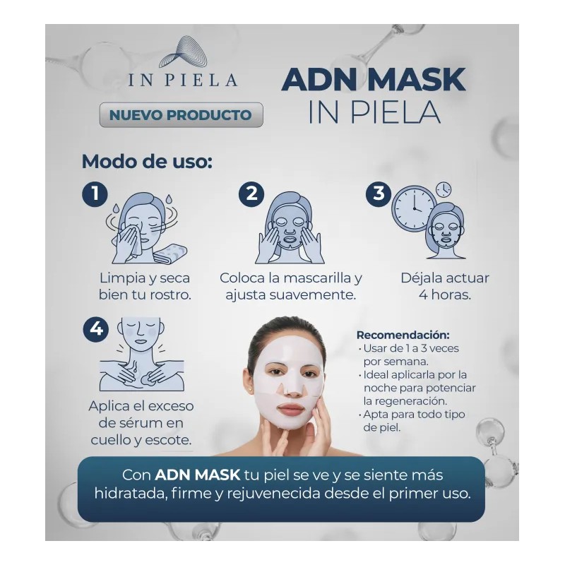 Adn Mask Colageno Con Secretoma, Exosomas Y Pdrn Salmón 4hrs