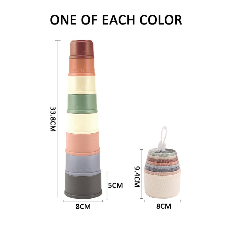 8-Piece Set with Stacking Cups for Children, Rabbit Stacking Cups,