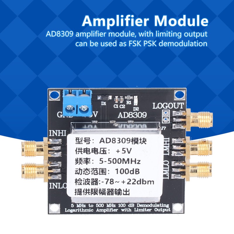 Logarithmic Amplifier Module 100 DB Gain 5MHZ‑500MHZ SMA Amplifier Board