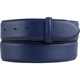 BELTINGER Interchangeable belt made of grained leather with quilted seam without buckle, 4 cm, fashionable press stud belt with pigment embossing, 40 mm, women and men, blue