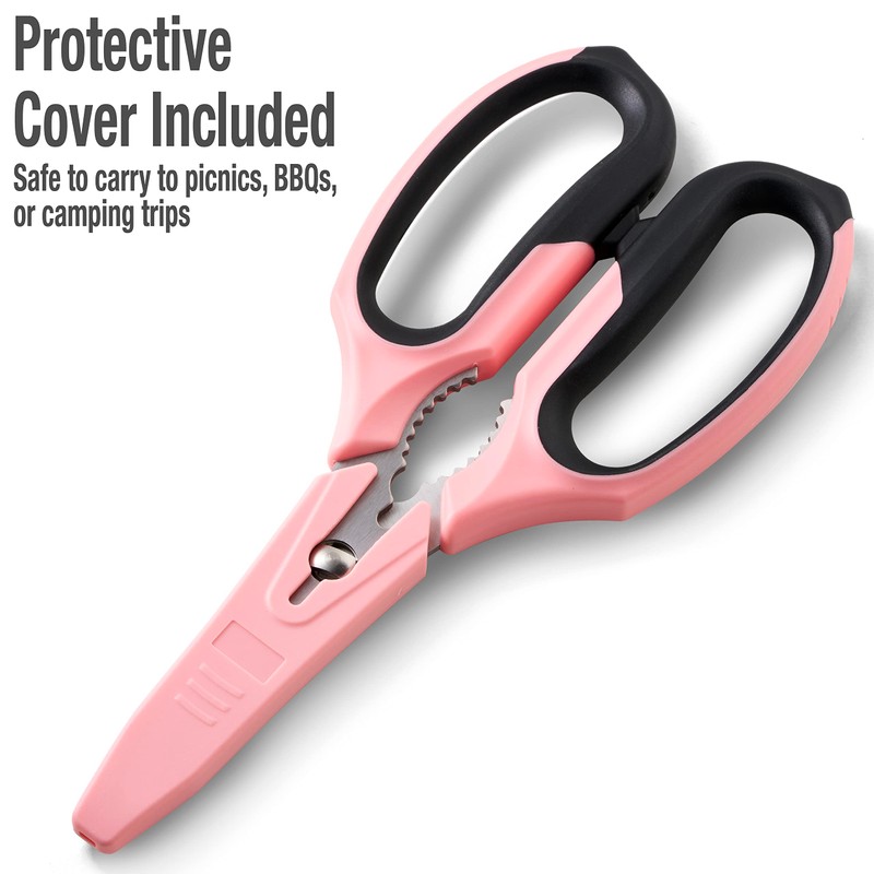Beaditive Multi-Purpose 8" Kitchen Shears - Detachable, Serrated Blades, Japanese