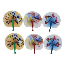 Folding Hand Fans Japanese Design for Women (6 Pack) Decorative Handheld Personal Mini Fans