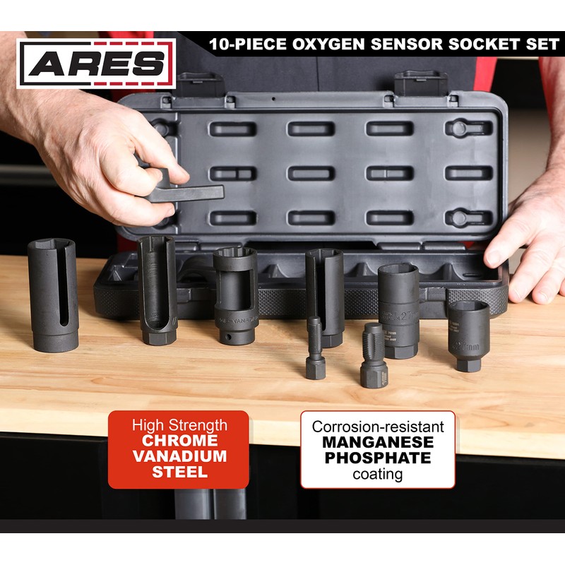ARES 70318 10-Piece Oxygen Sensor Kit - Thread Chasers, Sockets