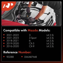 A-Premium - Bujía de iridio doble compatible con Mazda CX-5 2019-2020, 3 2021-2022, 3 Sport 2021-2023, 6 2018-2021, CX-9 2016-2020, 2.5L, paquete de 4