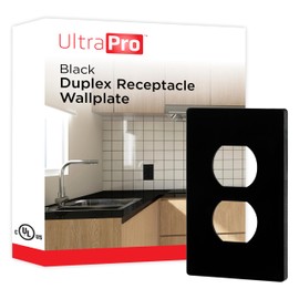 UltraPro Screwless Duplex Receptacle Wallplate, 1-Gang, Modern Snap-On Cover, Child-Safe, Durable Polycarbonate, Easy DIY Installation, Black, 84462