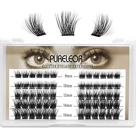 Individual Lashes Cluster Lashes Pack for Manga Lashes DIY Eyelash Extension Reusable 3D Individual Eyelashes Natural Long 60pcs(8-16mm Mixed)