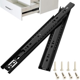 8 Inch Drawer Slides, Soft Self Close Full Extension Ball Bearing Drawer Slides, 3 Fold Full Stretch Side Mount for Wardrobe Drawers, Desk Compartments, Small Storage (1 Pair-Black)