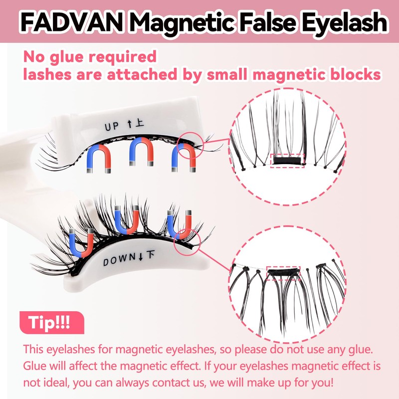 Magnetic Eyelashes, 2 Pairs Magnetic Eyelash Extensions, Reusable Natural Magnetic