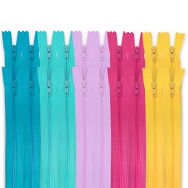 MARARDI [Pack of 20] Zippers [Multicoloured] Nylon [30 cm] Sewing and Crafts for Clothing Bags Fabric for Sewing Machine Patchwork Plastic Cotton Zipper with Metal Zip