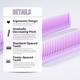 Simply Hair 5pc Hairdressing Comb Set, Hair Cutting Comb For Hairdressers, Strong and Sturdy Hair Cutting Tool, Hair Comb In Pink, Purple, Green, White and Black. 22cm Length (Purple)